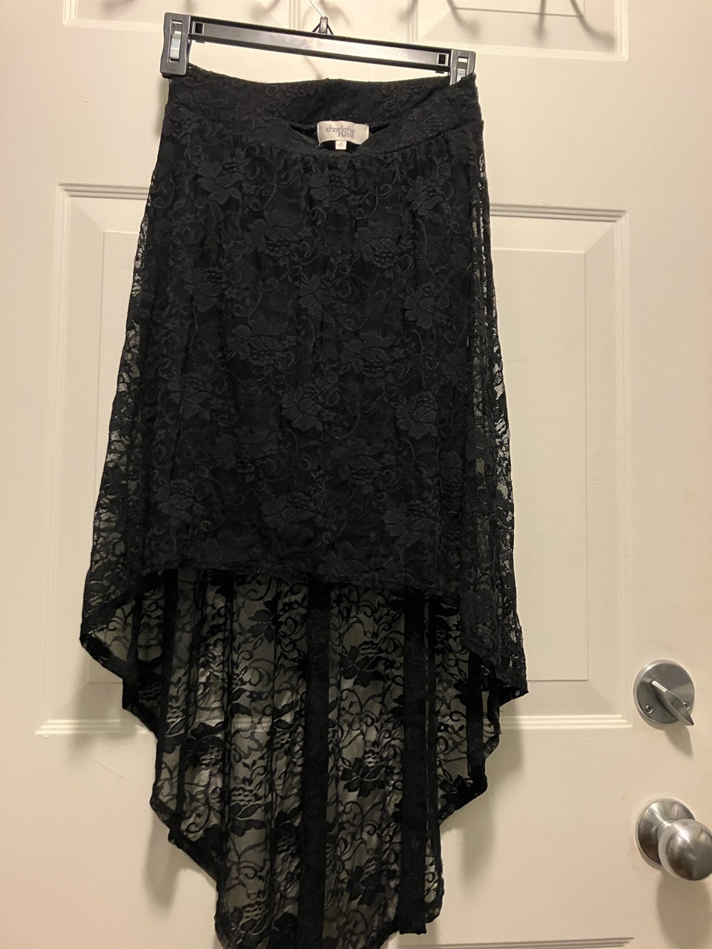 Charlotte Russe Black Lace High-Low Skirt